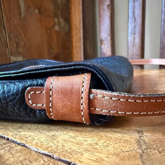 Vintage Courreges Paris Mini Crossbody Bag Black and Tan Leather - Picture 12 of 12